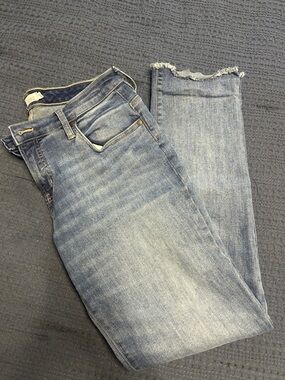 Carve Designs Light Blue Straight-Leg Jeans with Raw Hem